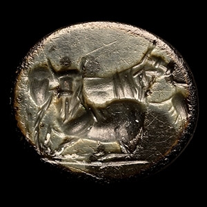 Roman Black Onyx Gemstone with Oxen