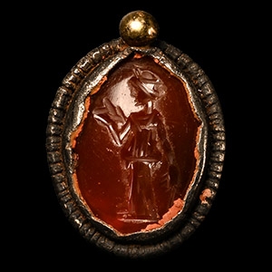 Roman Carnelian Gemstone with Demeter Holding Ear of Corn