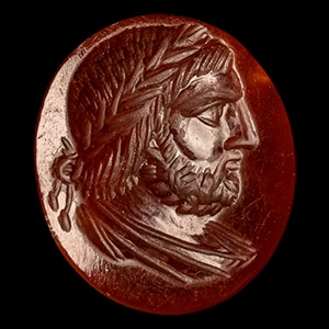 Carnelian Gemstone with Bust of Zeus