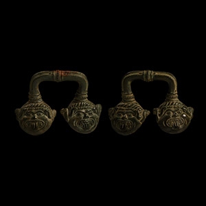 Etruscan Bronze Handle Pair with Heads of Medusa