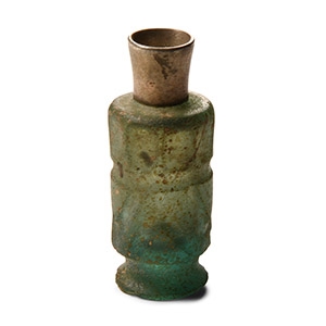 Western Asiatic Cut Glass Perfume Bottle with Silver Neck