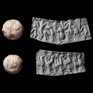 Western Asiatic Stone Beads with Engraved Animals