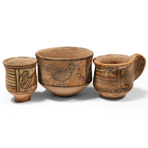 Indus Valley Polychrome Ceramic Vessel Collection with Animals