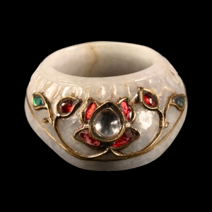 Mughal Jade Archers Ring with Diamond, Rubies and Emeralds