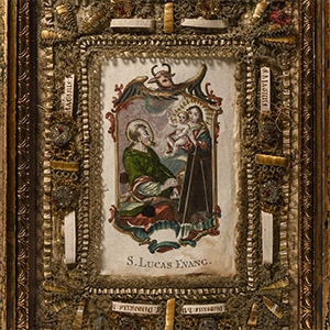 Western European Framed Devotional St Luke Icon and Reliquary