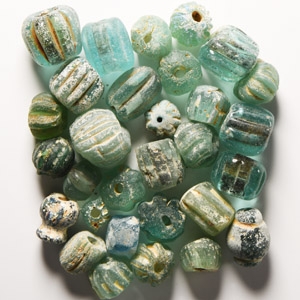 Roman Turquoise Blue Glass Melon and Other Bead Collection