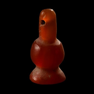 Egyptian Orange Carnelian Poppy Head Amulet