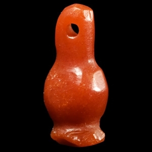 Egyptian Orange Carnelian Poppy Head Amulet