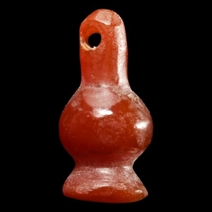 Egyptian Orange Carnelian Poppy Head Amulet