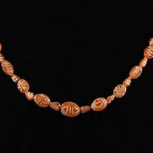 Indus Valley Etched Orange Carnelian Bead Necklace String