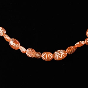 Indus Valley Etched Orange Carnelian Bead Necklace String