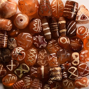 Indus Valley Etched Orange Carnelian Necklace Bead Group