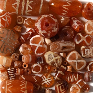 Indus Valley Etched Orange Carnelian Necklace Bead Group