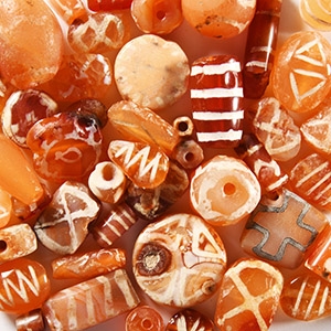 Indus Valley Etched Orange Carnelian Necklace Bead Group