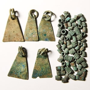 Viking Age Bronze Necklace Bead and Pendant Group