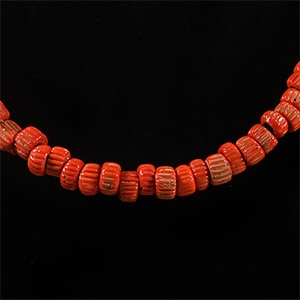 Post Medieval or Later Red Glass Bead Necklace String