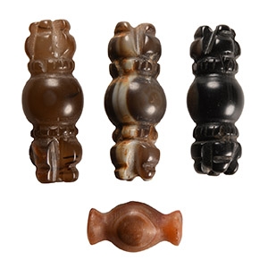 Carved Agate Amuletic Bead Group