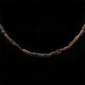 Decorated Aubergine Glass Bead Necklace String