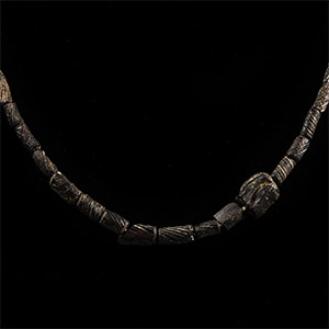 Decorated Black Glass Bead Necklace String