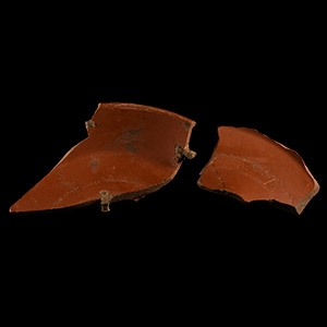 Roman Samian Ware Dish Fragments one with Ancient Repairs
