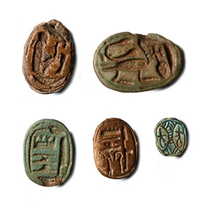 Egyptian Scarab Collection with Hieroglyphs