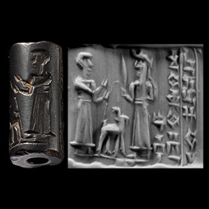 Elamite Haematite Cylinder Seal with the God Shatwak