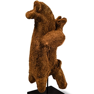 Archaic Greek Terracotta Figure of Mounted Warrior with Shield