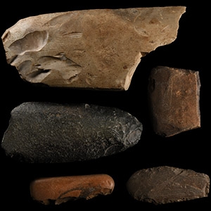 Stone Age Axehead Fragment Group