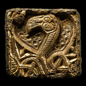 Anglo-Saxon Gilt Bronze Chip-Carved Beast Manuscript Mount
