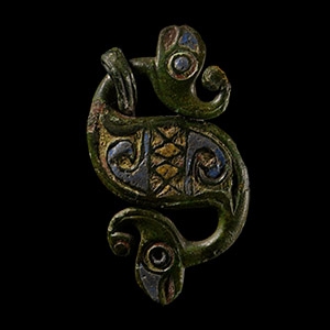 Very Large Celtic Enamelled Bronze Dragonesque Brooch