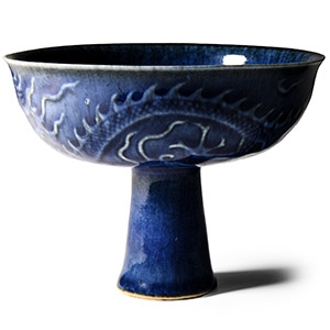 Chinese Blue Glazed Stem Cup