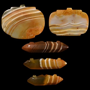 Western Asiatic Banded Yellow Agate Pendant Group