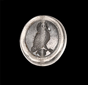Rock Crystal Seal Bead with Owl