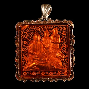 Glass in Silver-Coloured Metal Pendant