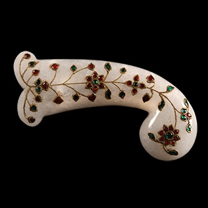 Indian Chalcedony Dagger Handle with Glass Inlays