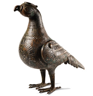 Large Silver Calligraphic Inlaid Bird