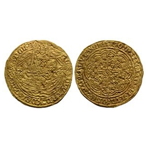 English Medieval Coins - Edward III - Transitional Treaty - Gold Half Noble