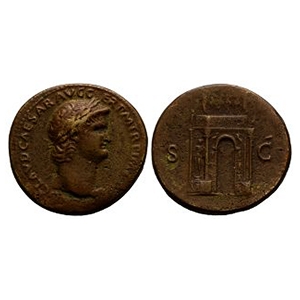 Ancient Roman Imperial Coins - Nero - Triumphal Arch AE Sestertius