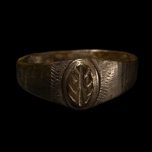 Medieval Bronze Ring with Olive Branch