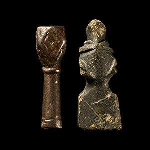 Viking Silver Pin Finial and Medieval Bronze Animal Head
