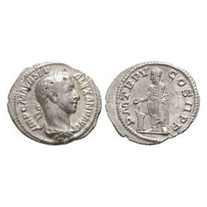 Ancient Roman Imperial Coins - Severus Alexander - Emperor Sacrificing AR Denarius
