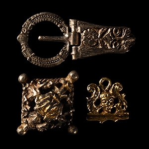 Medieval Silver-Gilt Fitting Group