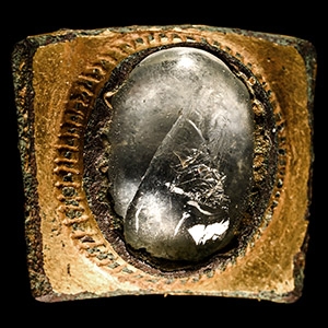Anglo-Saxon Gilt Mount with Crystal Cabochon
