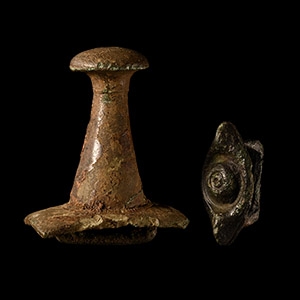 Celtic Iron Age Bronze Terret Post and Slider Group