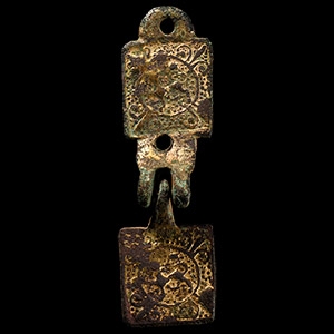 Medieval Gilt Bronze Knights Heraldic Horse Harness Pendant with Hanger