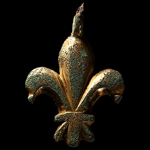 Medieval Bronze Knights Fleur-De-Lis Heraldic Horse Harness Pendant