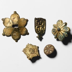 Medieval Gilt Bronze Mount Group