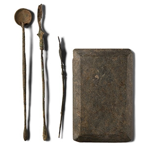 Roman Bronze Medical Implements and Palette
