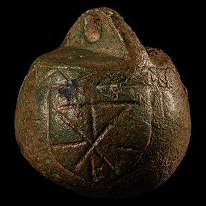Medieval Bronze Steelyard Weight with Heraldic Shields