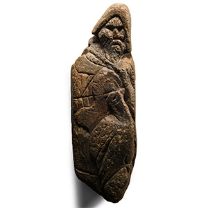 Medieval Stone Carving of Saint Francis with Bird